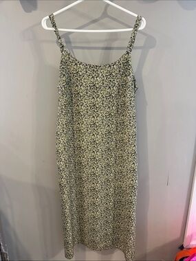 Floral Spaghetti-Strap Midi Dress - Cream/ Navy/ Green